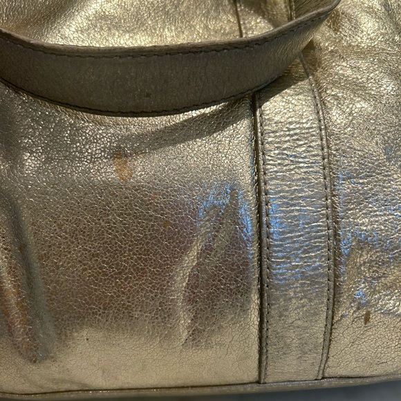 Tory Burch Gold Metallic Leather Tote Bag - Picture 2 of 14